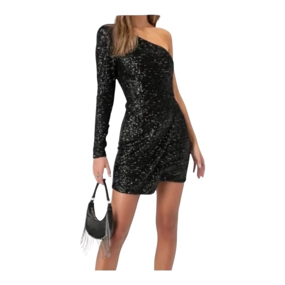 Adika One Sleeve Sequin Mini Dress NWOT - Picture 1 of 5